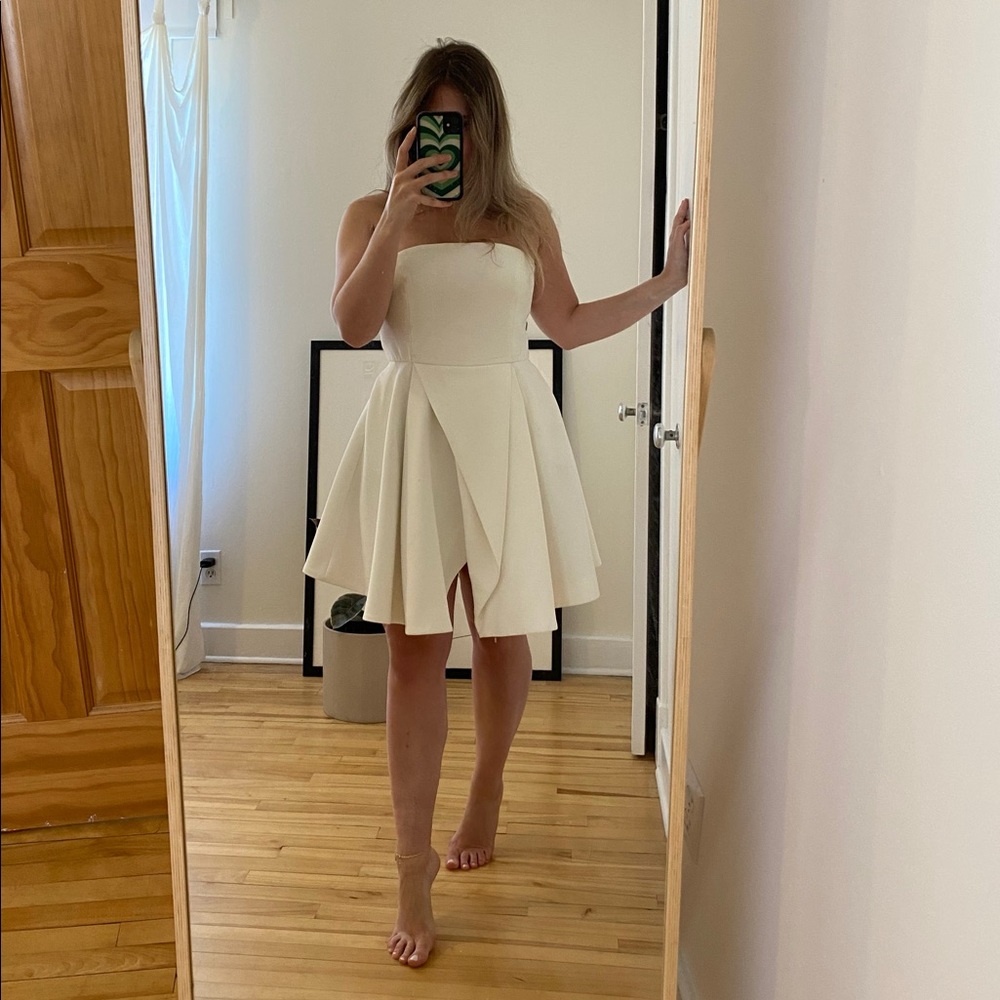C/meo asymetric bustier dress
